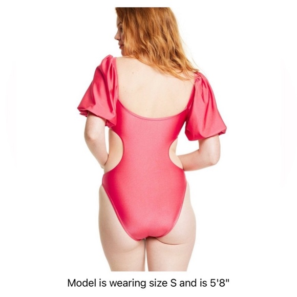Fe Noel x Target metallic puff sleeve swimsuit 3X NWT - Picture 2 of 6